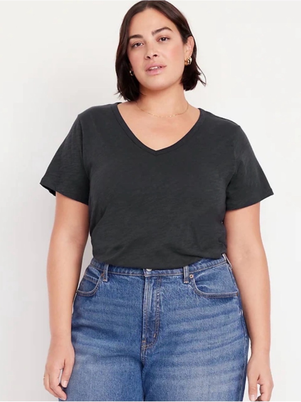 Women’s Plus Classic V-Neck Tee - Dark Grey